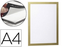 2 marco porta anuncios Durable magnéticos A4 oro dorso adhesivo removible